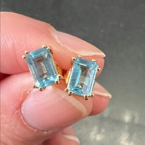 Topaz, Gold over 925 Silver Stud Earrings